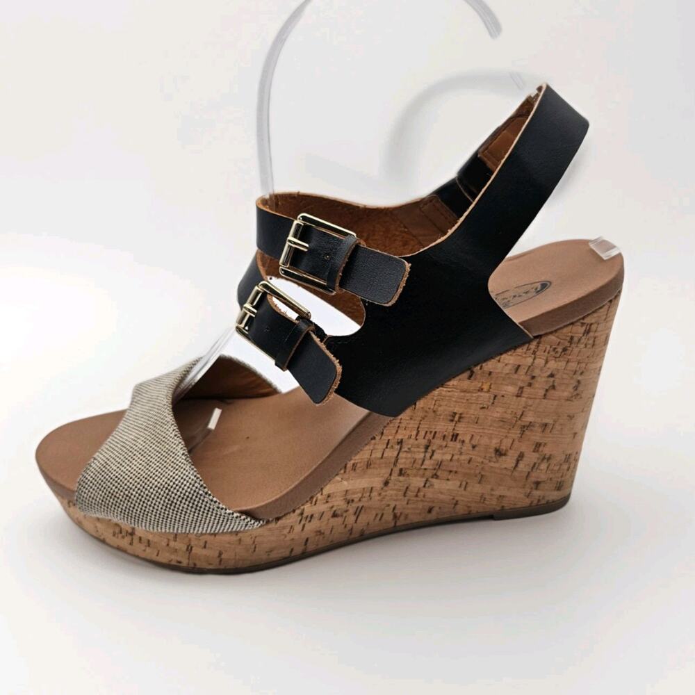 Dr. Scholl's Cork Wedge Strappy Platform Sandals 70's Style Retro Boho sz 8.5